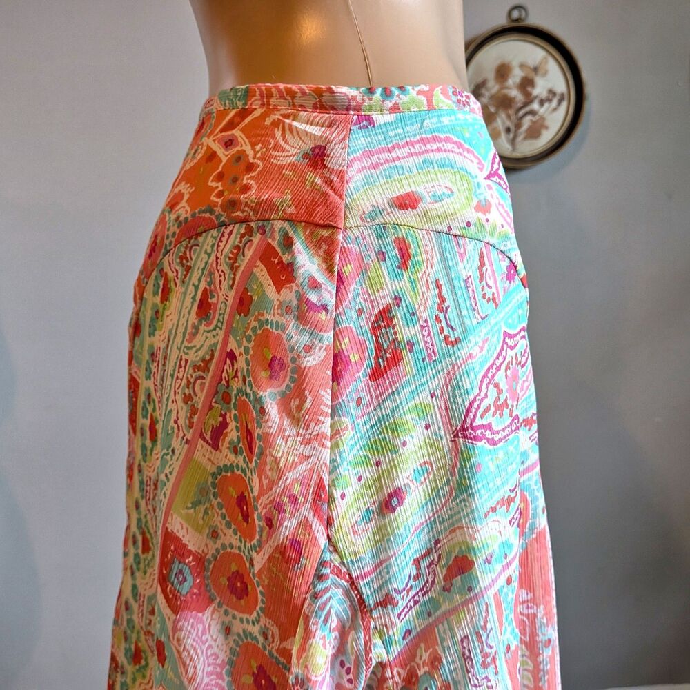 Vintage Y2K Cato Floral Midi Skirt Pink Paisley Fairycore Flutter Plus Size 16 - Picture 8 of 13